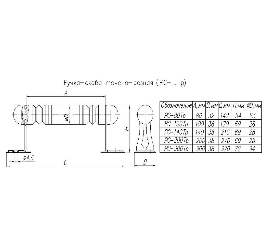 Ручка-скоба РС резная