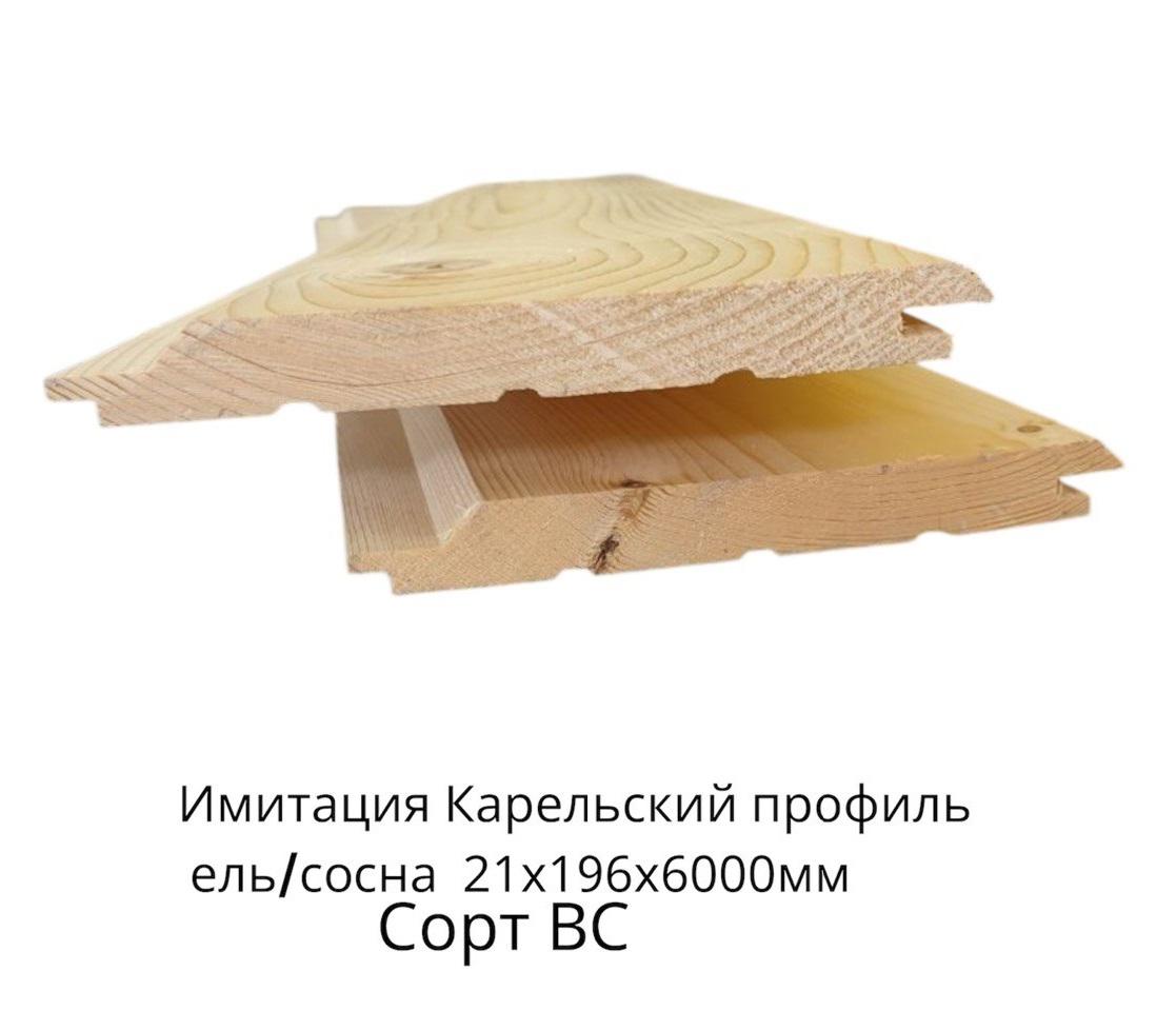 Имитация Бруса  карельский профиль Ель/Сосна ВС цельн.массив 