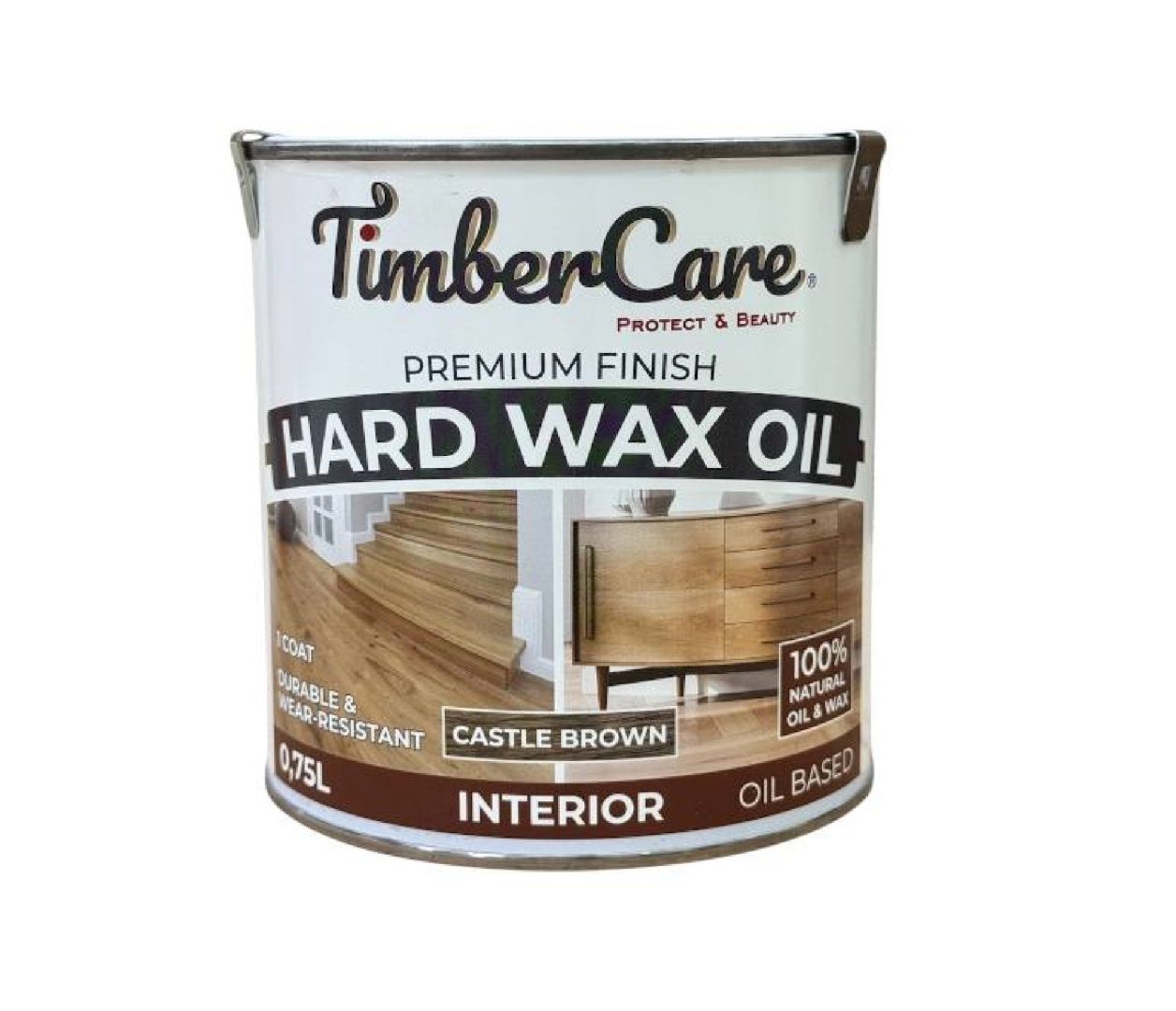 Масло защитное с твердым воском TimberCare  Hard Wax Oil / Castle Brown / Темно-коричневый