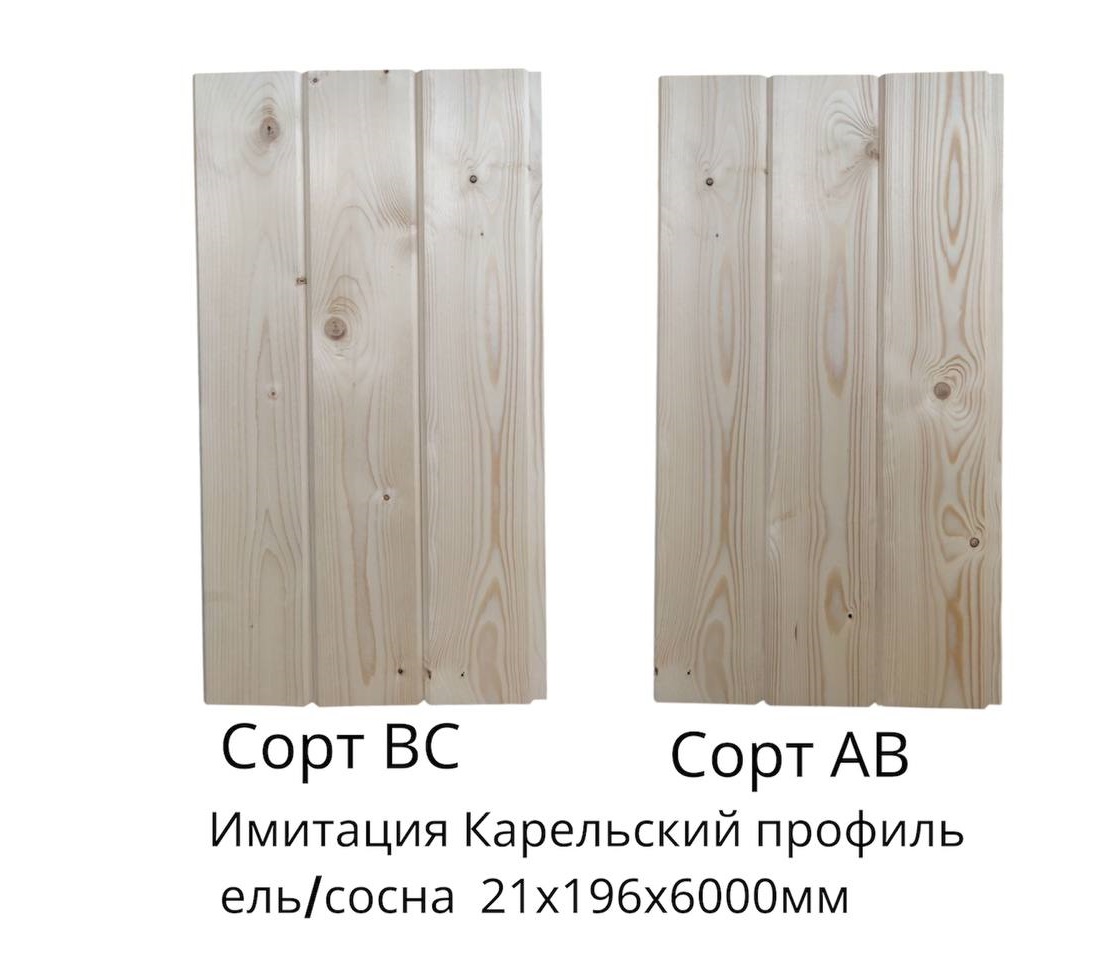 Имитация Бруса  карельский профиль Ель/Сосна ВС цельн.массив 