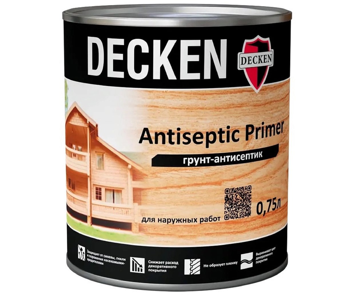 Грунт-антисептик DECKEN Antiseptic Primer 26 м2/л для наружных работ