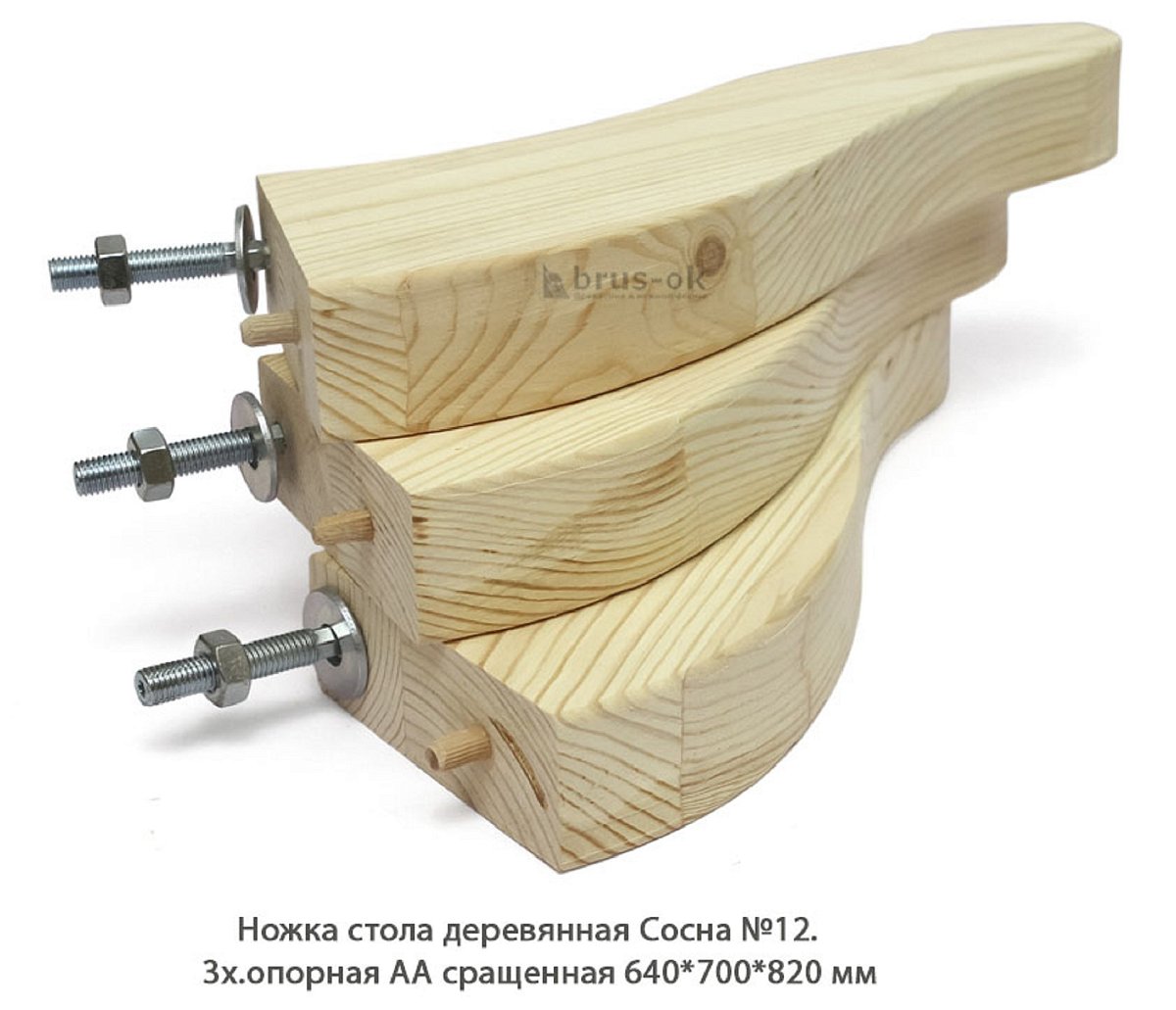 Ножка стола деревянная Сосна №12 АА сращенная / 3х.опорная