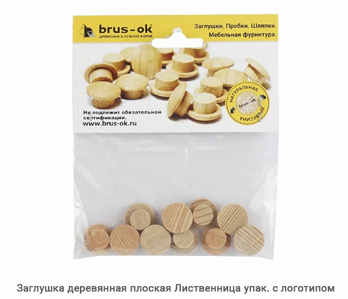 Заглушка деревянная плоская Лиственница / упак.логотип