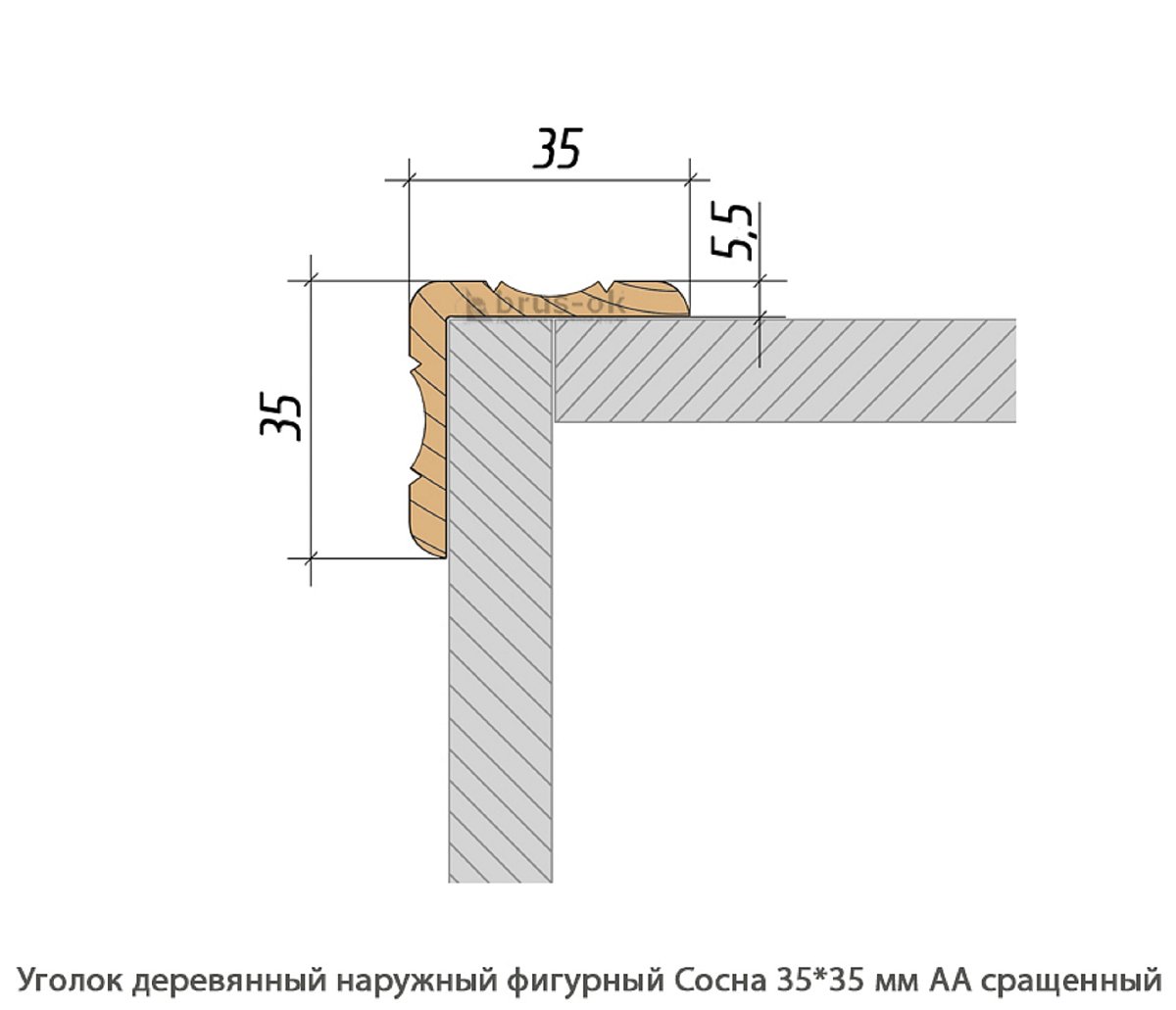 Уголок деревянный - Купить деревянный уголок, наружный или внутренний уголки из дерева, сосна, дуб, лиственница, массив - Москва, СПБ, Курск
